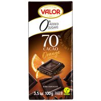 VALOR 70% Dark Orange Chocolate 0% added Sugar